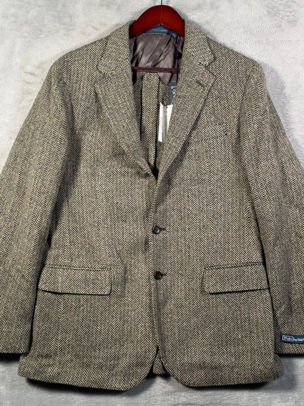 Polo Ralph Lauren Blazer Mens 40R Black Herringbone Wool Soft Sport Coat*